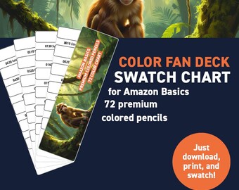 Amazon Basics 72 Premium colored pencils – Color Fan Deck Swatch Chart - Printable DIY Color Fan Deck - Digital Download