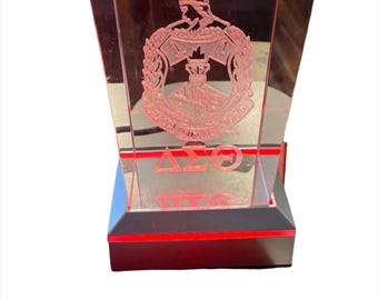 Delta Sigma Theta "Desk Gift" 3d glass cube Lighted base included