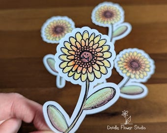 Marigold, Pretty Vicious Monster Flower Sticker: Matte Vinyl