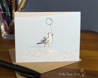 Birthday Bird Gull, Birthday Card: Blank Inside, A2 Card with Envelope