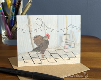 Birthday Bird Rooster, Birthday Card: Blank Inside, A2 Card with Envelope