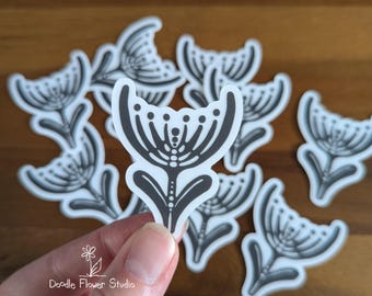 Skeleton Flower Protea Sticker:  Clear Mat Vinyl