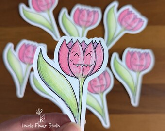 Tulip, Pretty Vicious Monster Flower Sticker: Matte Vinyl