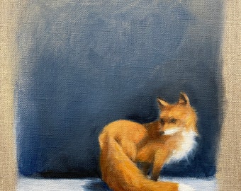 Fox In Snow, fox art, nature art, winter scene, original art