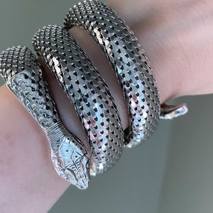 Excellent Whiting and Davis Silver Mesh Wrap Snake Bracelet