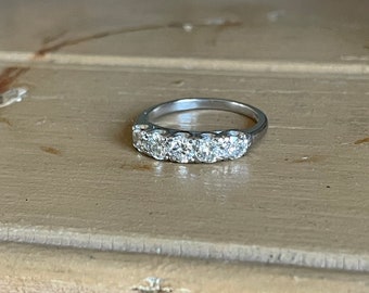 Sold to Magpie 1930-1940 Platinum and Iridium 1.25 ctw Transitional Cut Diamond Band