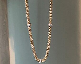 Italian Designer Fope 18K Yellow Gold Diamond Chain