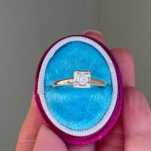 1940&#39;s 14K Yellow Gold Approx. .28ct Round Old European Cut Diamond Ring