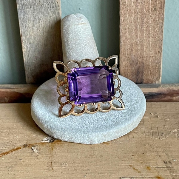 1950 Mid Century Oscar Caplan 14K Amethyst Brooch