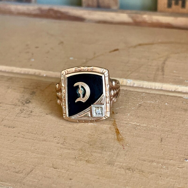 Art Deco Sterling Silver Onyx Statement Ring SZ 6.75 - 7