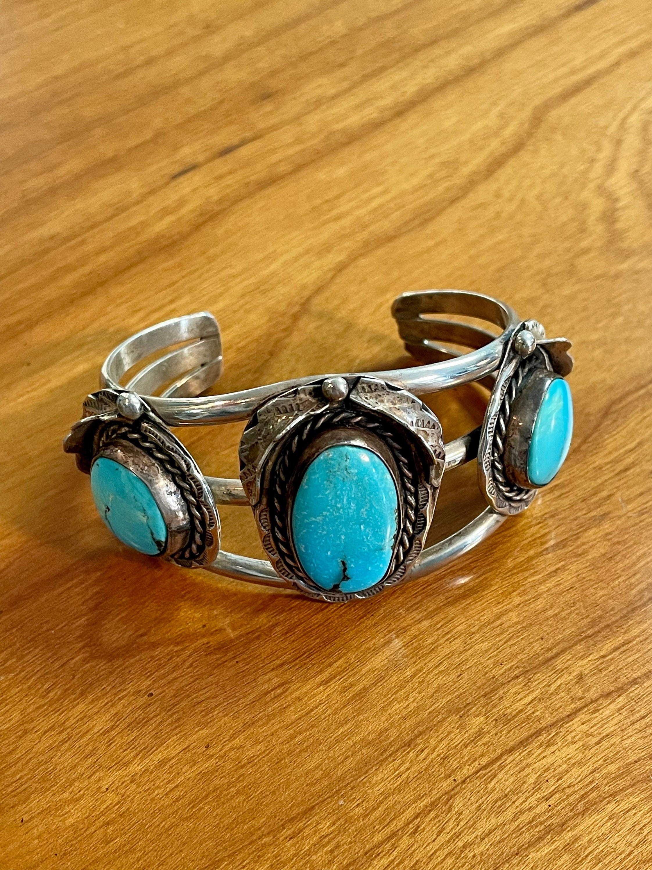 1970's Vintage Navajo Bezel Set Turquoise Cuff Bracelet - Etsy 1970's Vintage Navajo Bezel Set Turquoise Cuff Bracelet - Etsy