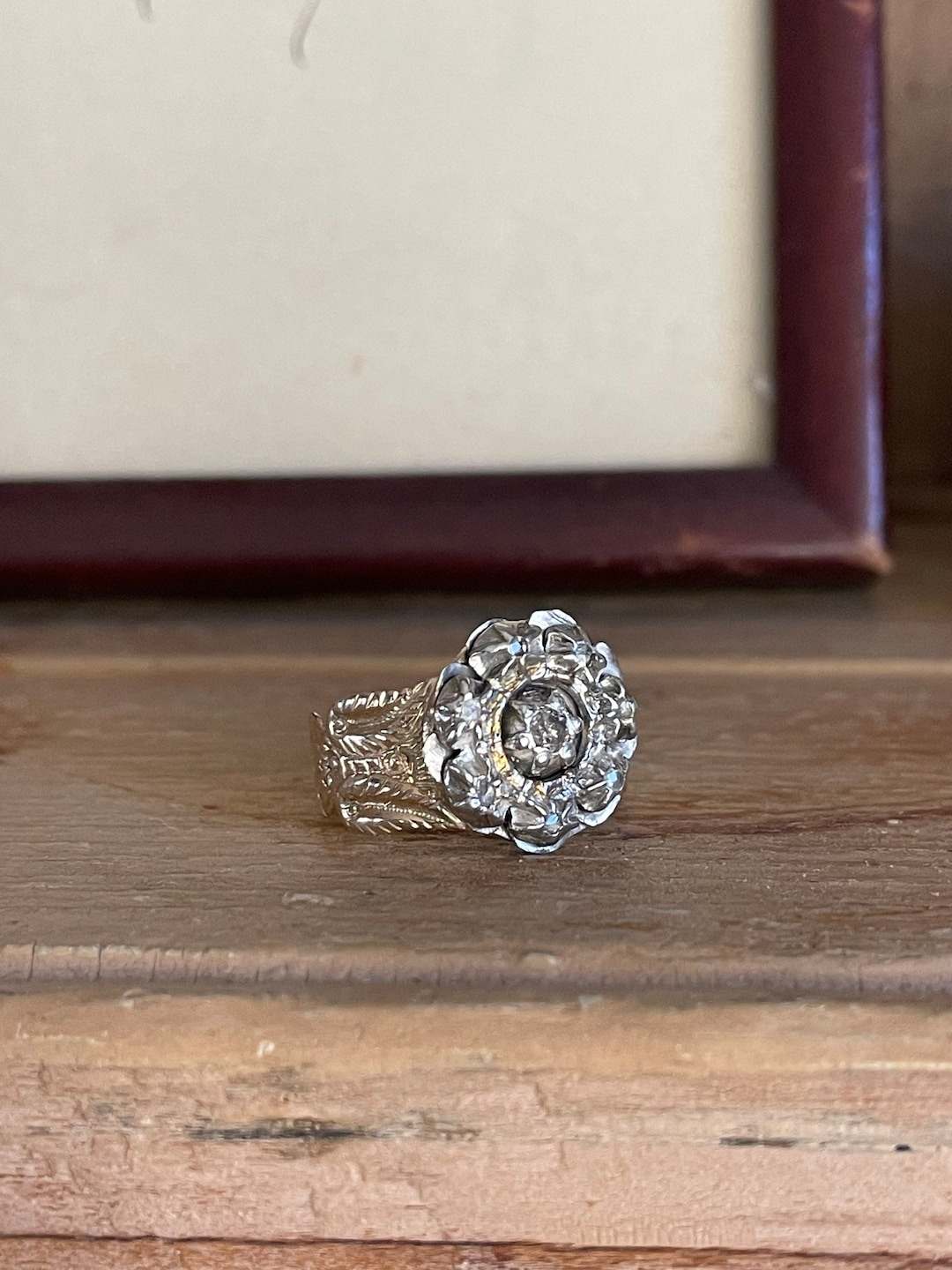 Regency Style Rings A Vintage Regency Georgian Diamond Cluster Ring in 14K - Etsy