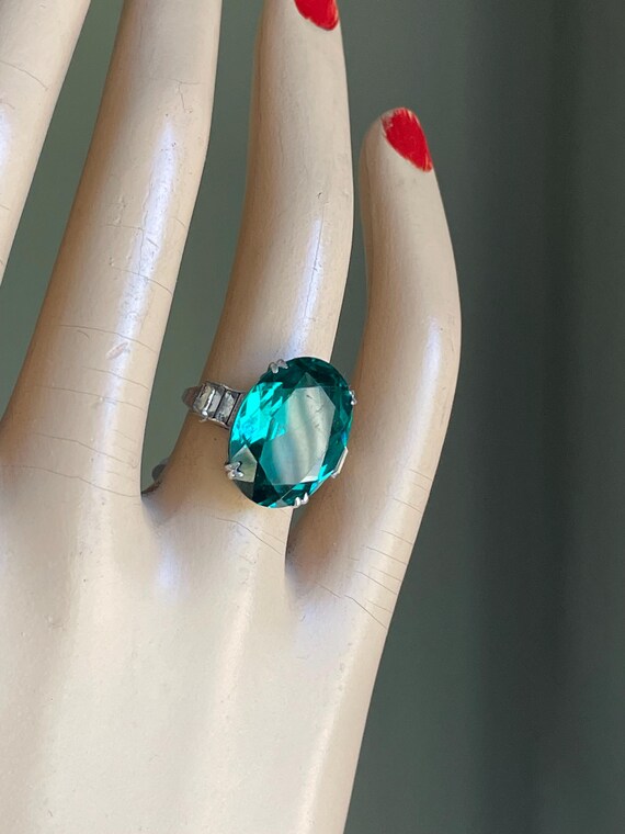 Dramatic Art Deco Sterling Silver Ring Set with F… - image 3