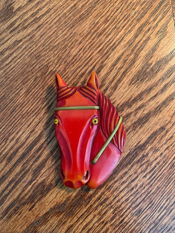 SALE Vintage Bakelite Horse Head Brooch