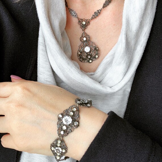 C 1910 de collares y pulseras de pasta de plata - Etsy México