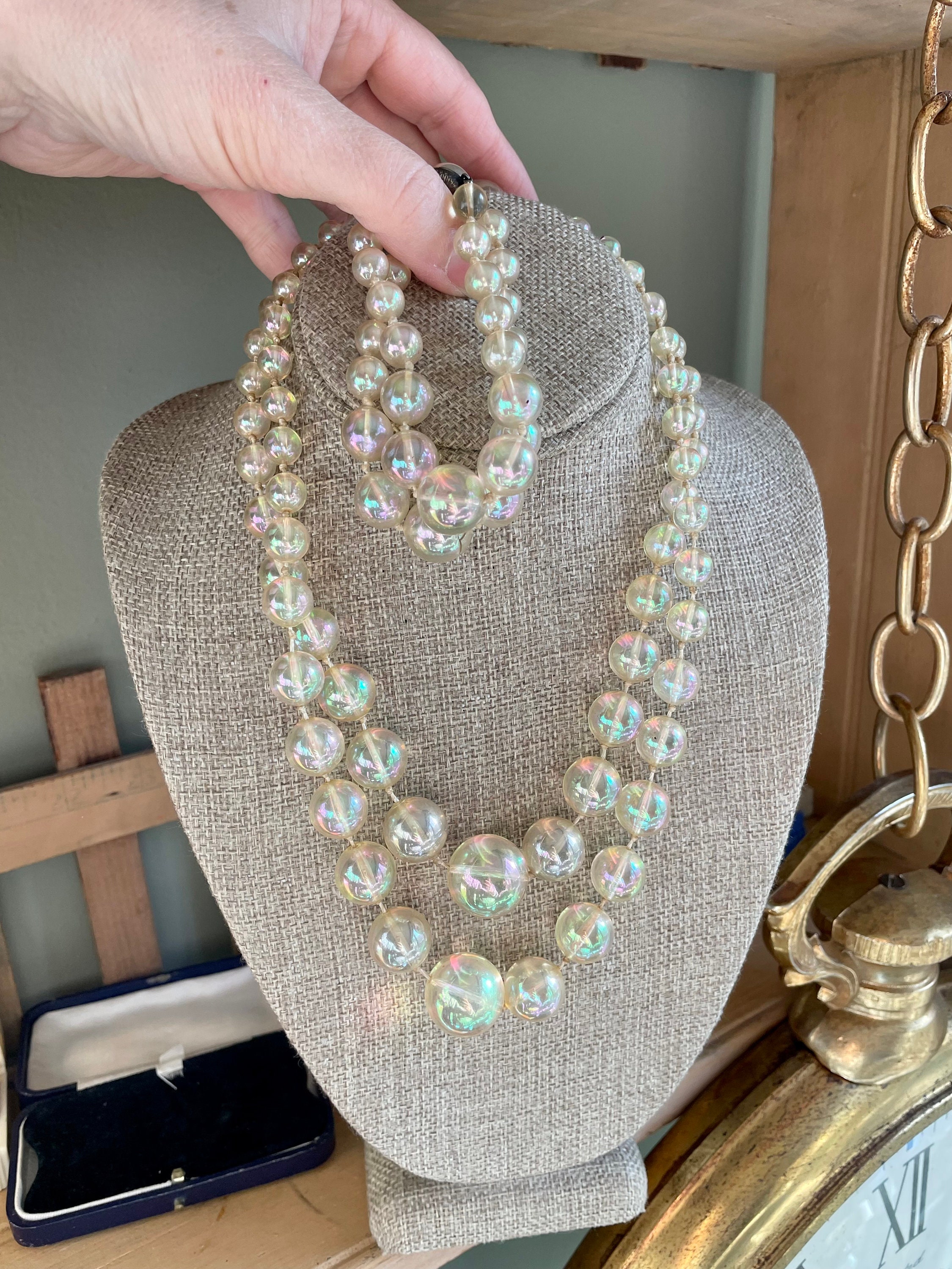 1950's Soap Bubble Bead Necklace and Matching Bracelet 