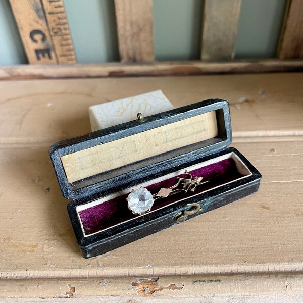 10K Halleys Comet Paste Brooch with Antique Box