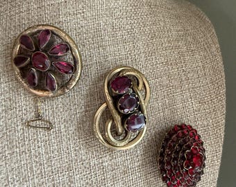 ¡Elige un broche antiguo de granate de cristal victoriano!