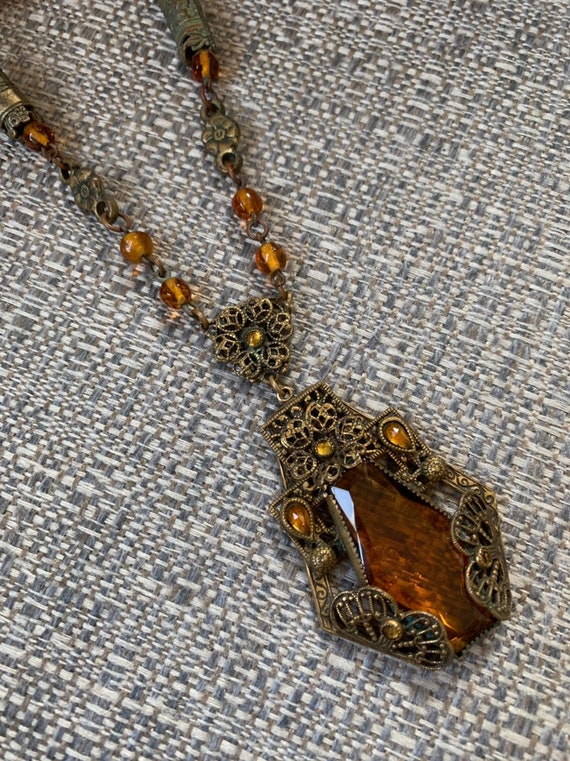 1920's Amber Glass Edwardian Necklace