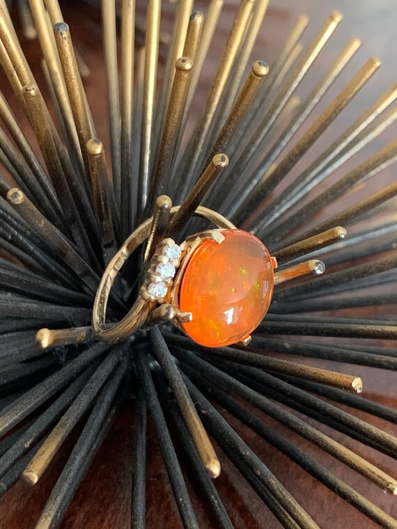 Fine Mexican Fire Opal Vintage Ring in 14K Yellow