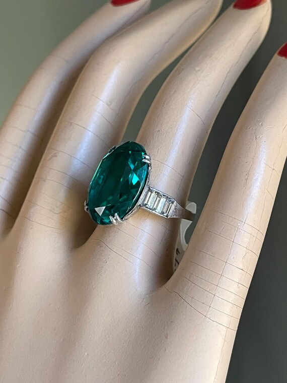 Dramatic Art Deco Sterling Silver Ring Set with F… - image 4