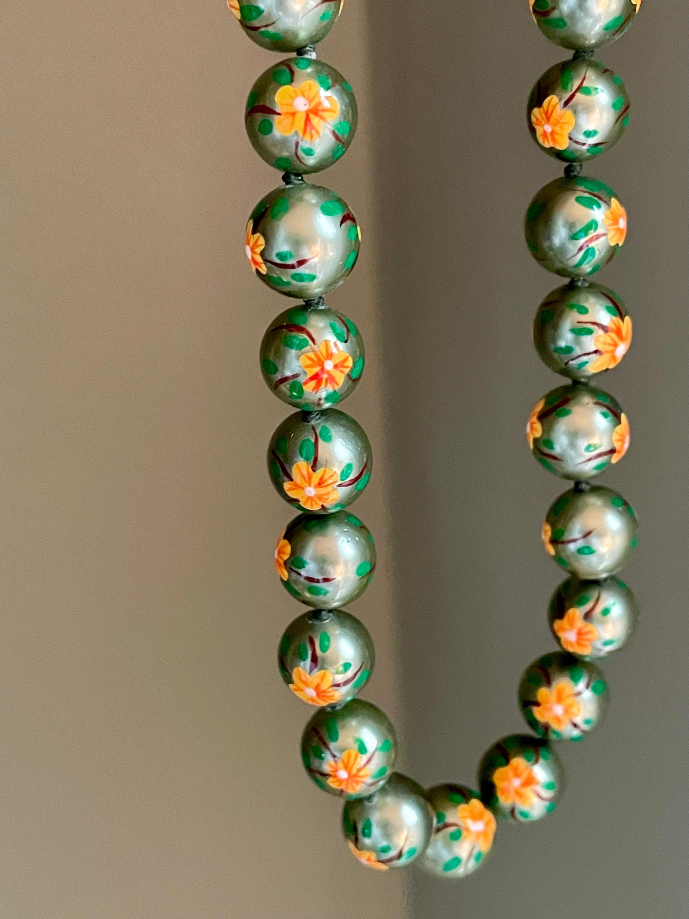 Collier Vintage Perles Dégradé Or – Espagne Vers 1950, Longueur ~54 Cm, Bon état D'occasion