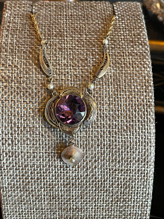 1940-1950 Imitation Amethyst Pearl Handmade Spun … - image 1