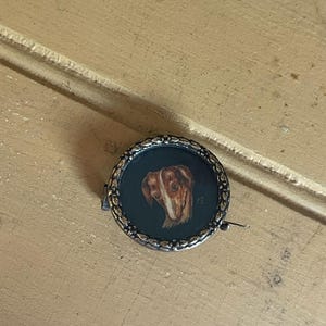 Antique Beloved Greyhound Whippet Dog Portrait Brooch