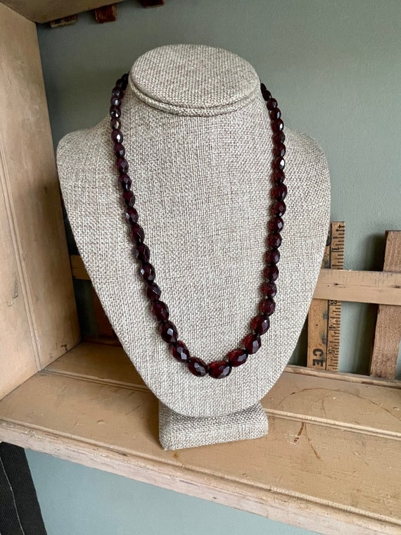 Vintage Faceted Cherry Bakelite Bead Necklace
