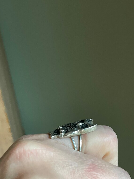 Vintage Sterling Silver Wise Owl Ring - image 3