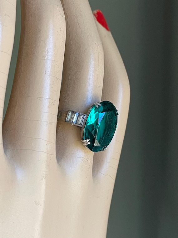 Dramatic Art Deco Sterling Silver Ring Set with F… - image 2