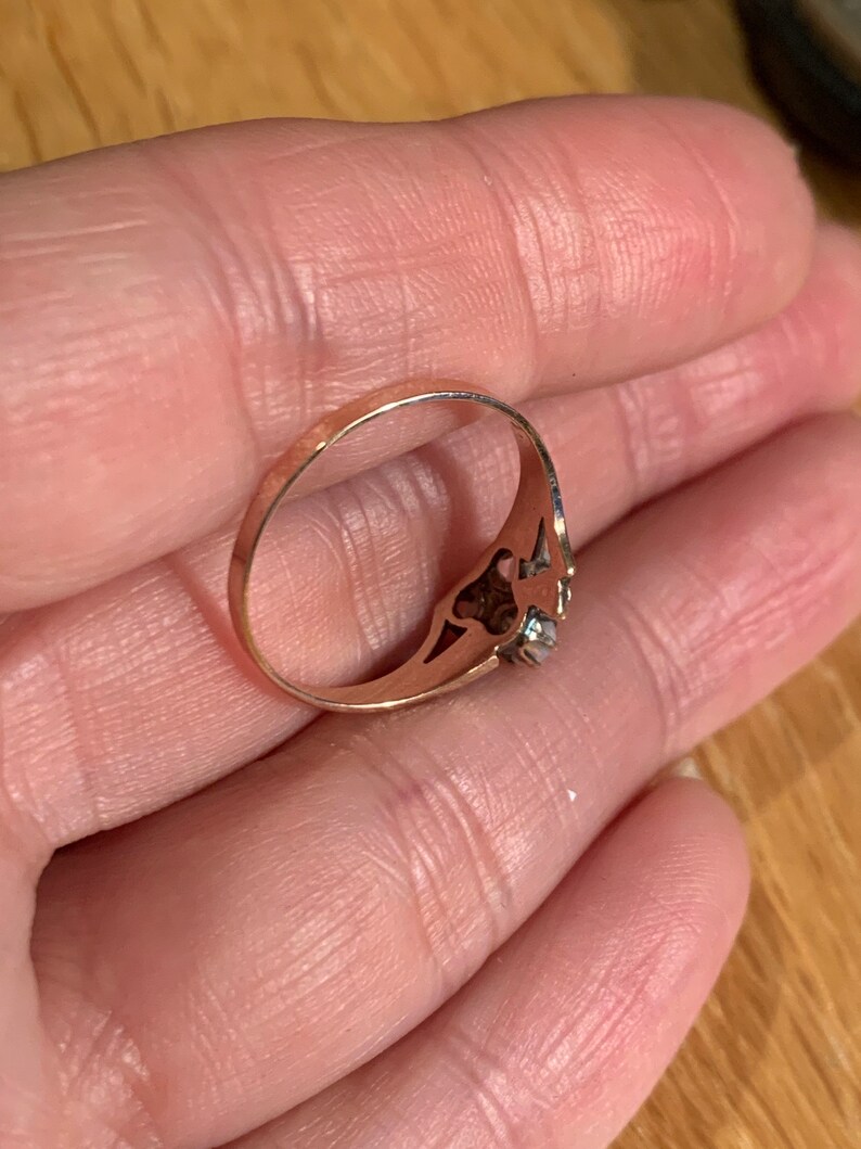 Antique Victorian 10K Rose Gold Opal and Seed Pearl Ring