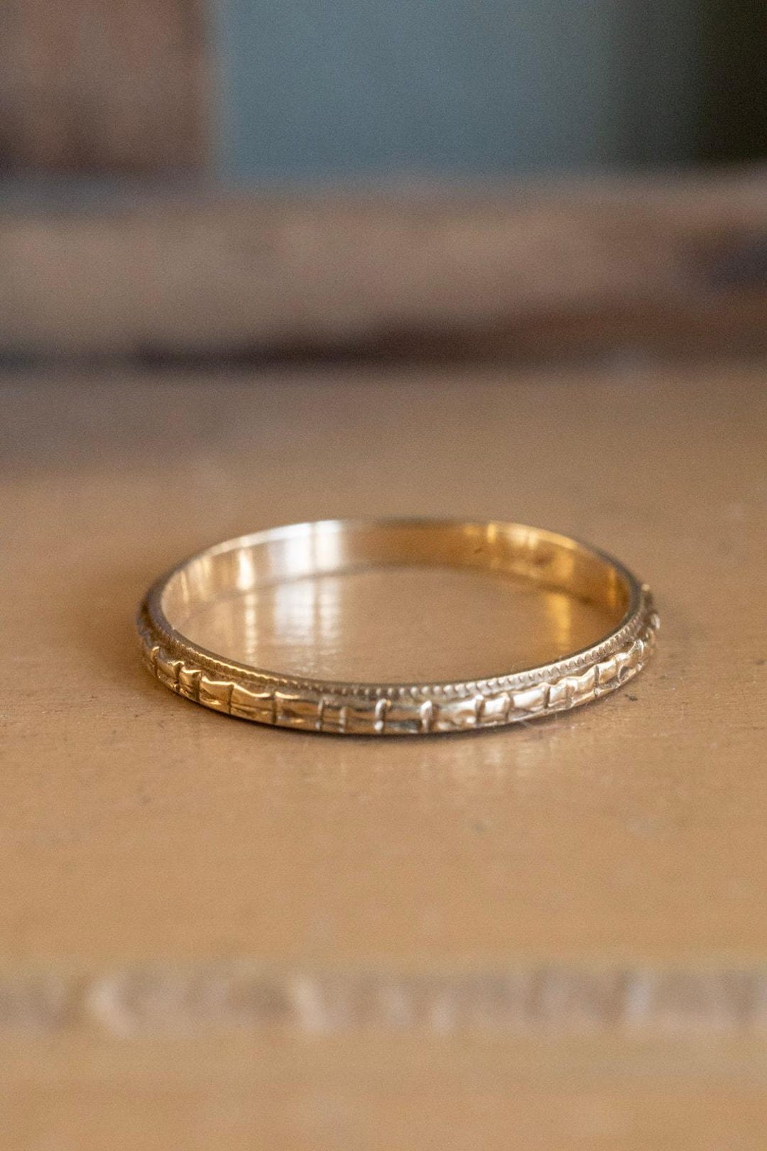 Vintage 14K Yellow Gold Engraved Eternity Band - Etsy