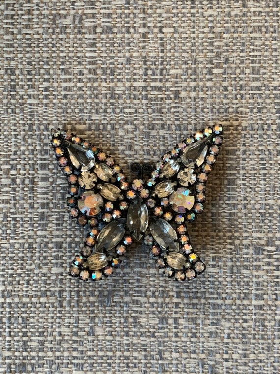 SALE Weiss Butterfly Aura Borealis Butterfly Brooc