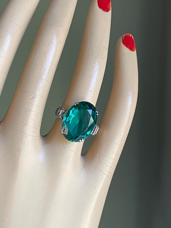 Dramatic Art Deco Sterling Silver Ring Set with F… - image 1