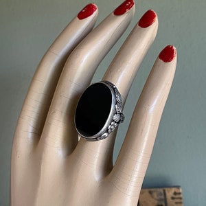 Huge Arts and Crafts Sterling Silver Oval Onyx Ring - Etsy