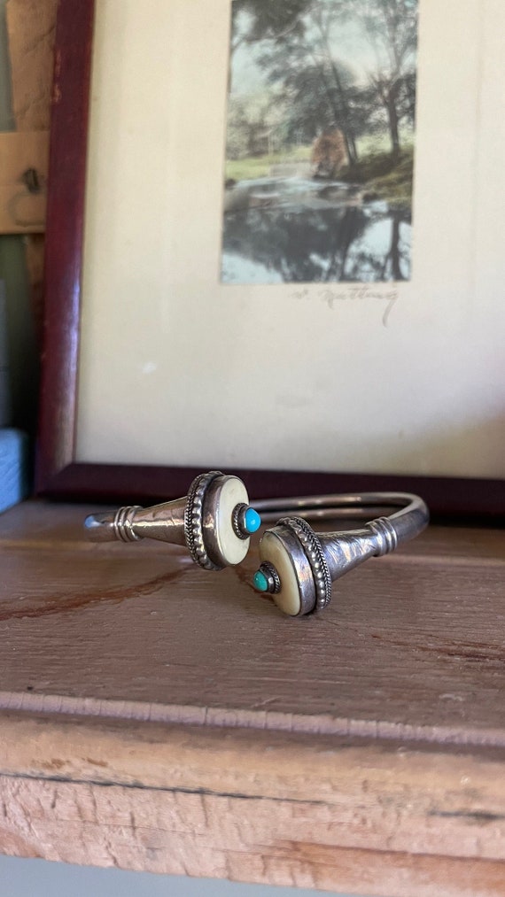 Vintage Southwestern Sterling Silver Turquoise Byp