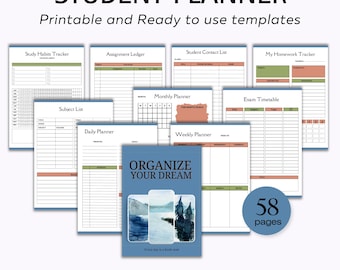 Printable Student Planner, Student Planner Bundle, Study Planner Bundle, Academic Planner, College Planner, High School, Semester Planner