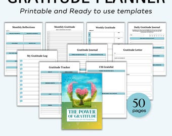 Printable Gratitude Planner, Mindfulness Log, Gratitude Template, Self Care Planner, Daily Gratitude Journal, Gratitude Jar,Instant Download