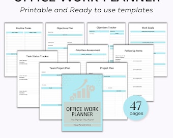 Printable Office Work Planner, Office Tasks Planner, Work Planner, Office Organizer, Work To Do List, Work Schedule, Meetings Work Emails