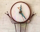 Rectangular Clock, Geometric, Contemporary Handmade Clock, Glass Wall Clock, Wedding Gift, Stained Glass, Custom Clock, Tiffany Method,