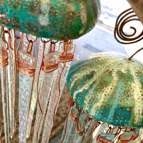 Jellyfish lamp, shell jellyfish decor, sea urchin lamp,  beachy light, tropical decor wedding gift,  nautical, hanging,