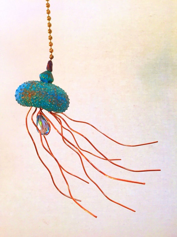 Jellyfish Fan Pull Beachy Fan Pull Light Pull Sea Urchin Etsy