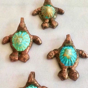 Handmade Loggerhead Necklace; Limpet Turtle  Necklace, Patina Pendan