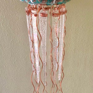 Jellyfish lamp, shell jellyfish decor, sea urchin lamp, beachy light, tropical decor, wedding gift, nautical, hanging, milestone gift image 3