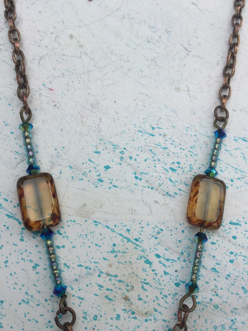 Glass pendants, Stained glass, Art Deco , Art Nouveau, copper, Serinity Crystal, colored glass, image 4