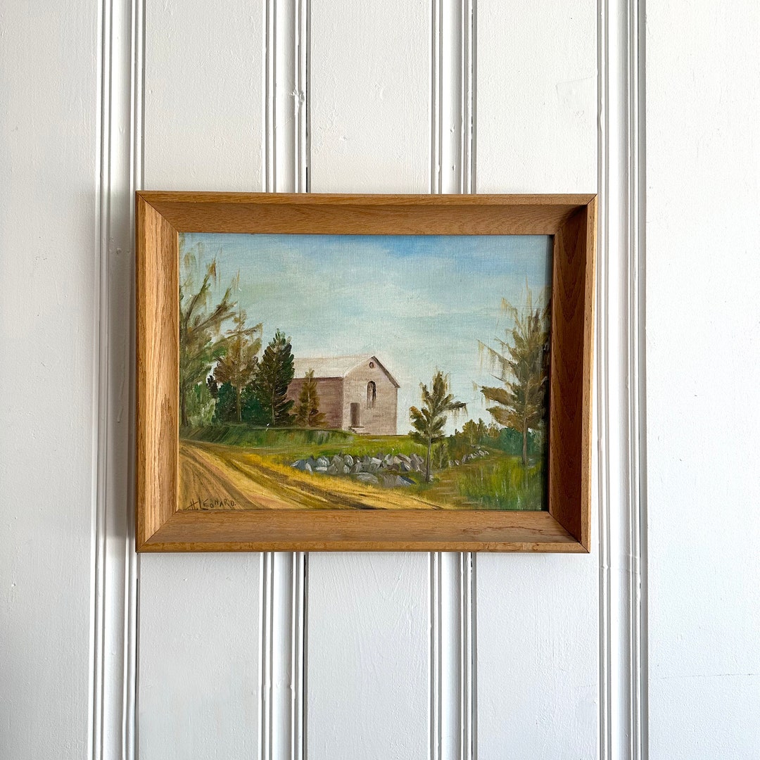 Vintage Framed Landscape Oil Painting by H Leonard Etsy