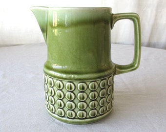 Vintage Ceramic Pitcher, Japanese Ceramic, Celadon Green Glaze