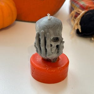 Vela de calavera para Halloween: decoración única hecha a mano con cera de abeja 100 % orgánica