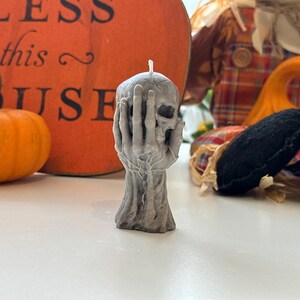 Vela de esqueleto para Halloween – Decoración artesanal espeluznante 100 % cera de abeja orgánica (versión sin soporte)